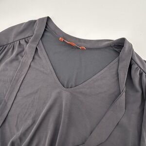 ModCloth Womens Large Gray‎ Blouse Elastic Waist 3/4 Sleeve V-Neck Shirt NEW